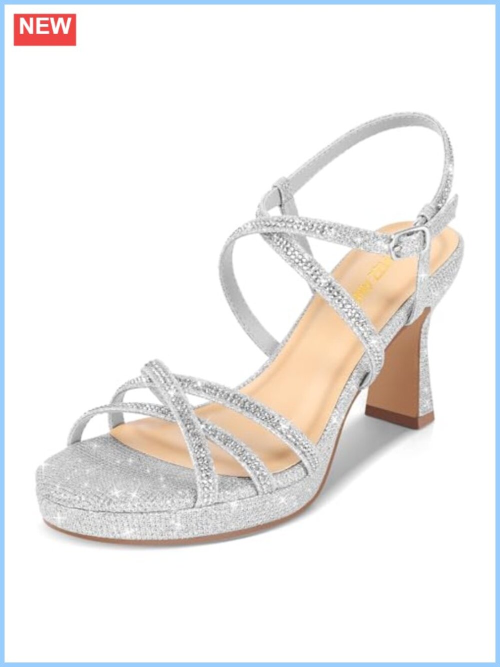 Rhinestone Strappy Platform Heels Block Heel Sandals